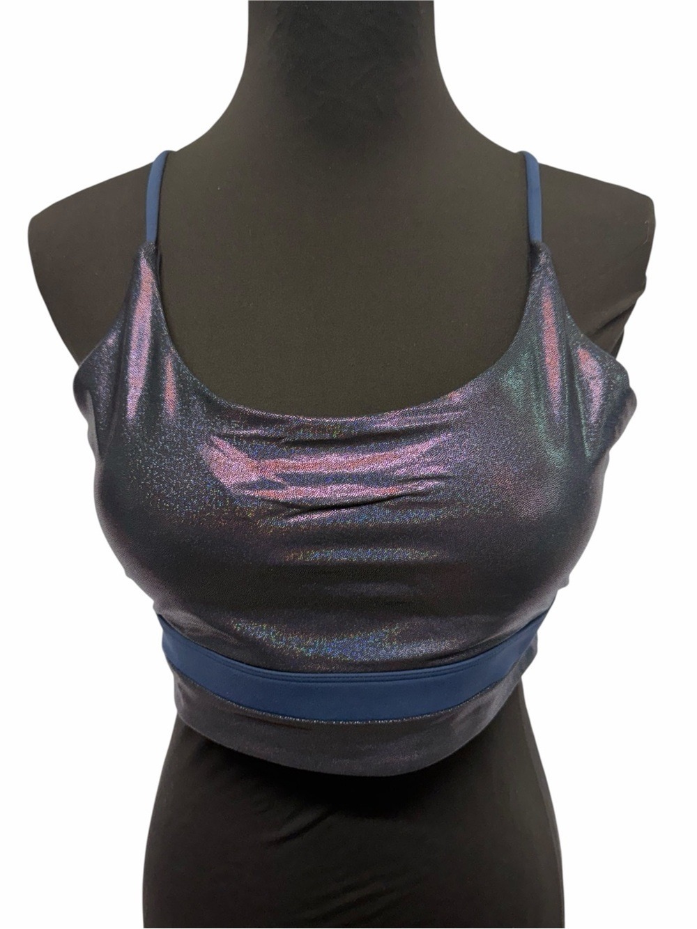 ZYIA Active XL Blue Twilight Luxe Iridescent Shimmer Strappy Sports Bra NWT
